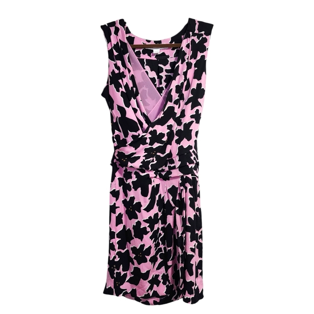 DVF Daran Faux Wrap Dress in‎ dove bloom pink silk size 4